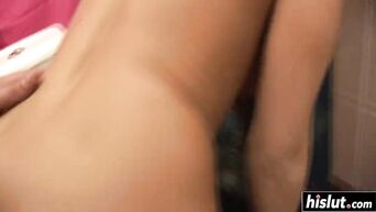 Vaginal fucking and deep blowjob in toilet