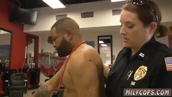 Vulgar MILFs from police adore fucking with black in public