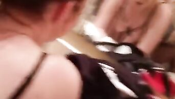 Red-haired nymph in erotic negligee fucked in front of mirror