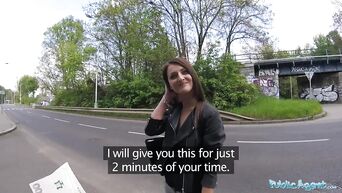 Katy Rose sucks cock and gets sex with stranger in public