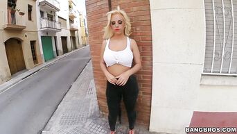 Blondie Fesser fucks outdoor