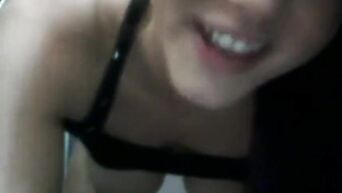 Busty housewife masturbates bald pussy before included webcam