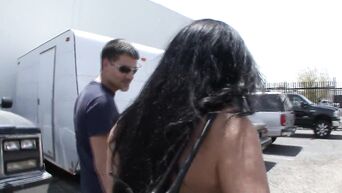 Sophia Lomeli teases Michael Stefano with big fake breasts