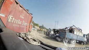 Latin milf Franceska Jaimes gets brutal public fuck at car dump