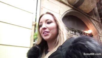 German pickup in street and sex with young blonde