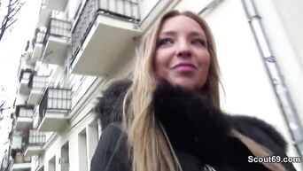 German pickup in street and sex with young blonde