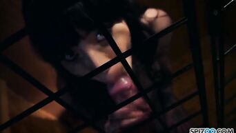 Charlotte Sartre released from cage to fiercely fuck
