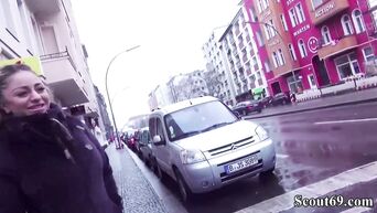 German street pick up and sex casting for busty slut