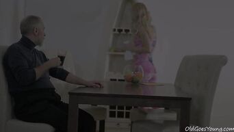 Czech blonde Uma Zex serves old cock