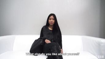 Interview xxx video with Asian brunette