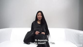 Interview xxx video with Asian brunette