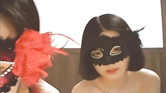 Double webcam solo from Asian stoned girls