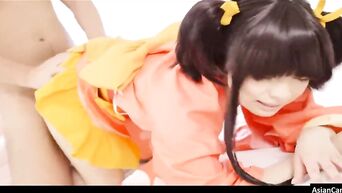 Asian petite girl in classic Japanese clothes gets best fuck