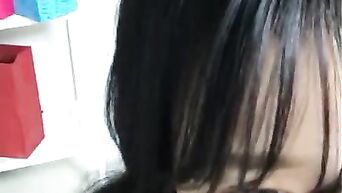 Real private record with busty Asian web model - homemade solo