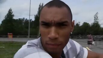Negro fucks young Russian girl in nature