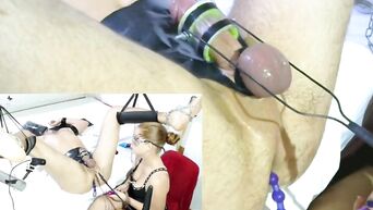 Femdom sex machine fucks worthless male slave