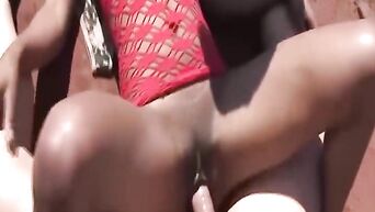 South african girl gets outdoor threesome