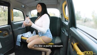 Delightful hot brunette got fucked by fake taxi driver in the cab