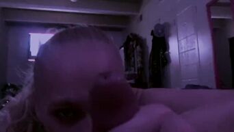 Pimply girl chokes on dick before sex