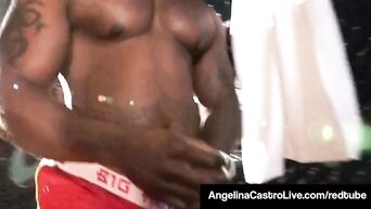 Busty latin Angelina Castro fights with hefty black male Nat Turnher