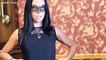 Slippery vaginal masturbation lesson for gentle brunette