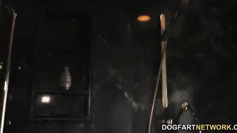 Ultra powerful cumshot for young black woman Nia Nacci