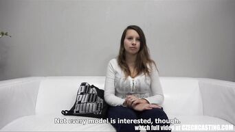 Young MILF with huge hanging tits came to casting