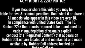Latex RubberDoll gets lesbian humiliation and strapon sex