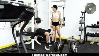 Hot interracial sex in gym