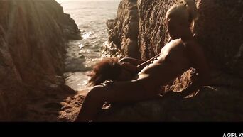 Beautiful sensual lesbian sex on beach