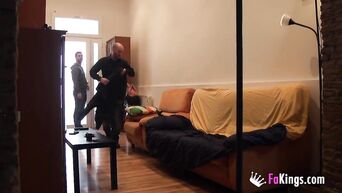Real Spanish video of sex between two brothers with brunette
