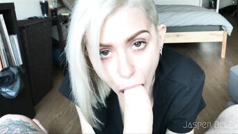 Jasper Blue swallows hard cock