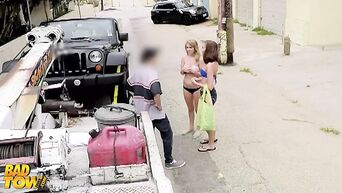 Real amateur threesome of stranger and young girls