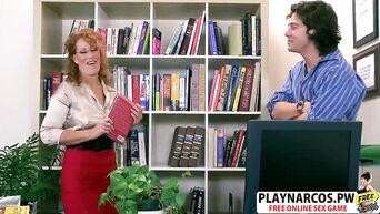 Mature Demi La Rue deprives guy of innocence in library