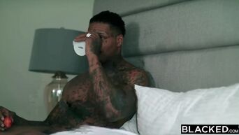 Brutal tattooed black man fucks blonde