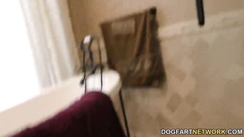 Brutal black gangbang near pool for Iris Rose