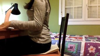 Suddenly big ass student wanted to jump on artificial penis