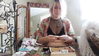 Fat Big Tits blonde masturbates hairy pussy