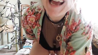 Fat Big Tits blonde masturbates hairy pussy