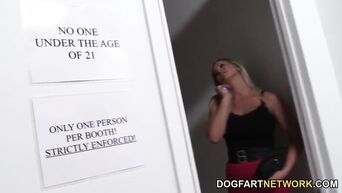 Interracial sex through hole in wall with Abbey Brooks