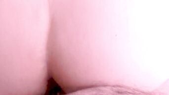 Vaginal sex in dog style and cumshot on hairy pussy