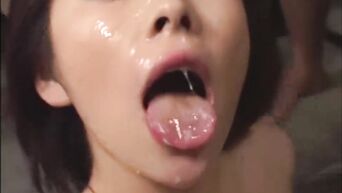 Japanese gangbang and bukkake behind bars