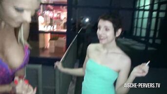 Double blowjob in mall