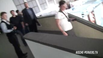 Double blowjob in mall