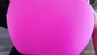 Busty princess in pink dress sucks penis