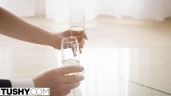 Drunk blonde Blair Williams is engaged in anal sex with rich lover
