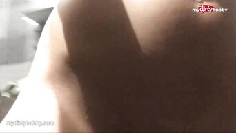 Solo masturbation in public toilet