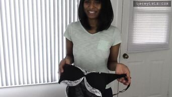 Black maid swallows dildo