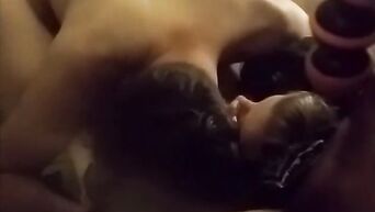 Wife caresses bound husband, but does not allow him to cum